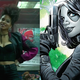 On the left, Domino as played by Zazie Beetz in Deadpool 2. On the right, Domino on the cover of her brand new comic series.